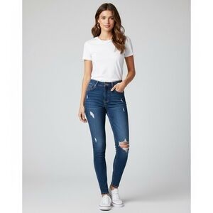 Garage Dark Blue High Waist Jeans Destroyed Ripped Skinny 3 2 Denim Grunge